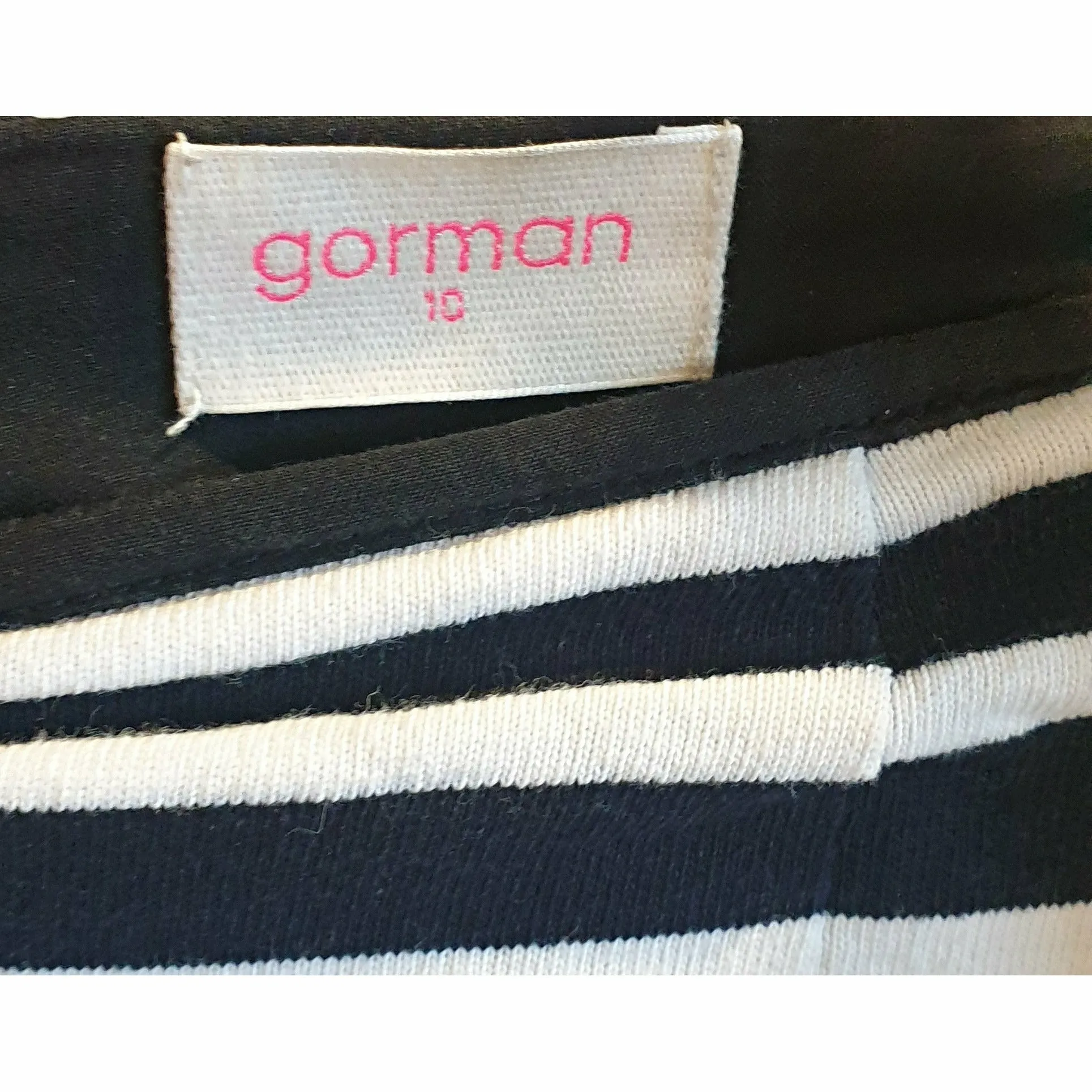 Gorman navy and white pencil skirt with exposed back zip size 10