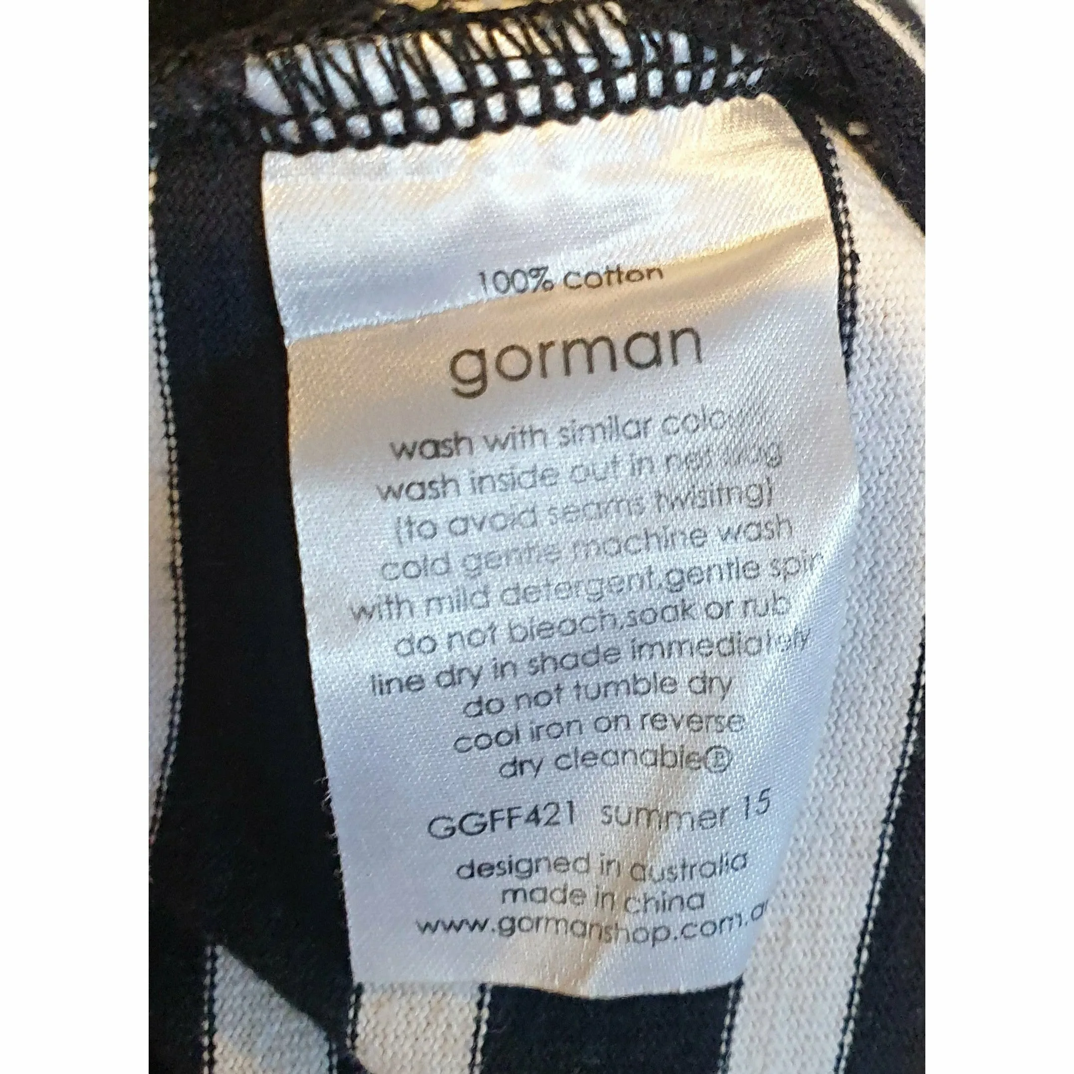 Gorman navy and white pencil skirt with exposed back zip size 10