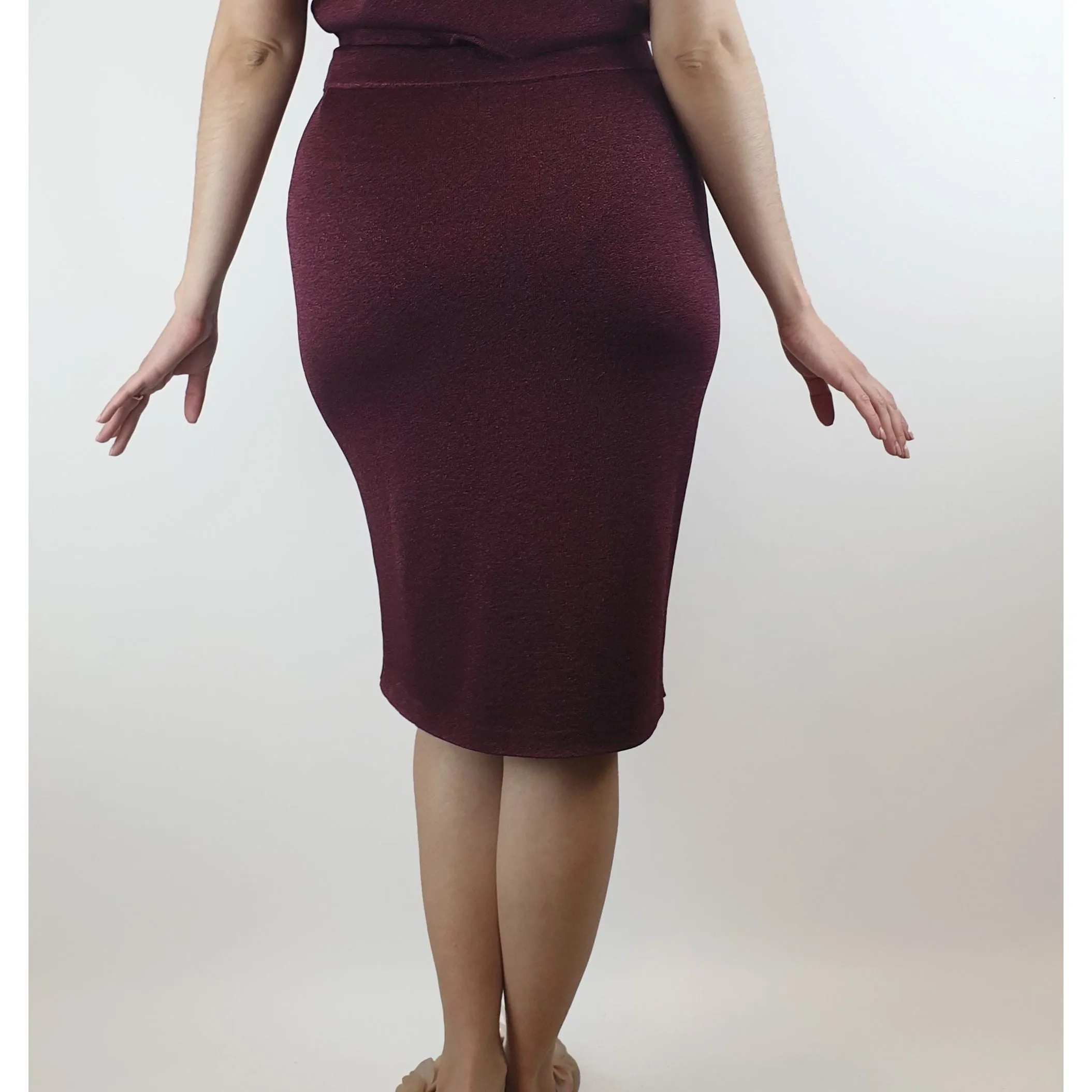 Gorman sparkly deep red fine knit pencil skirt size 10