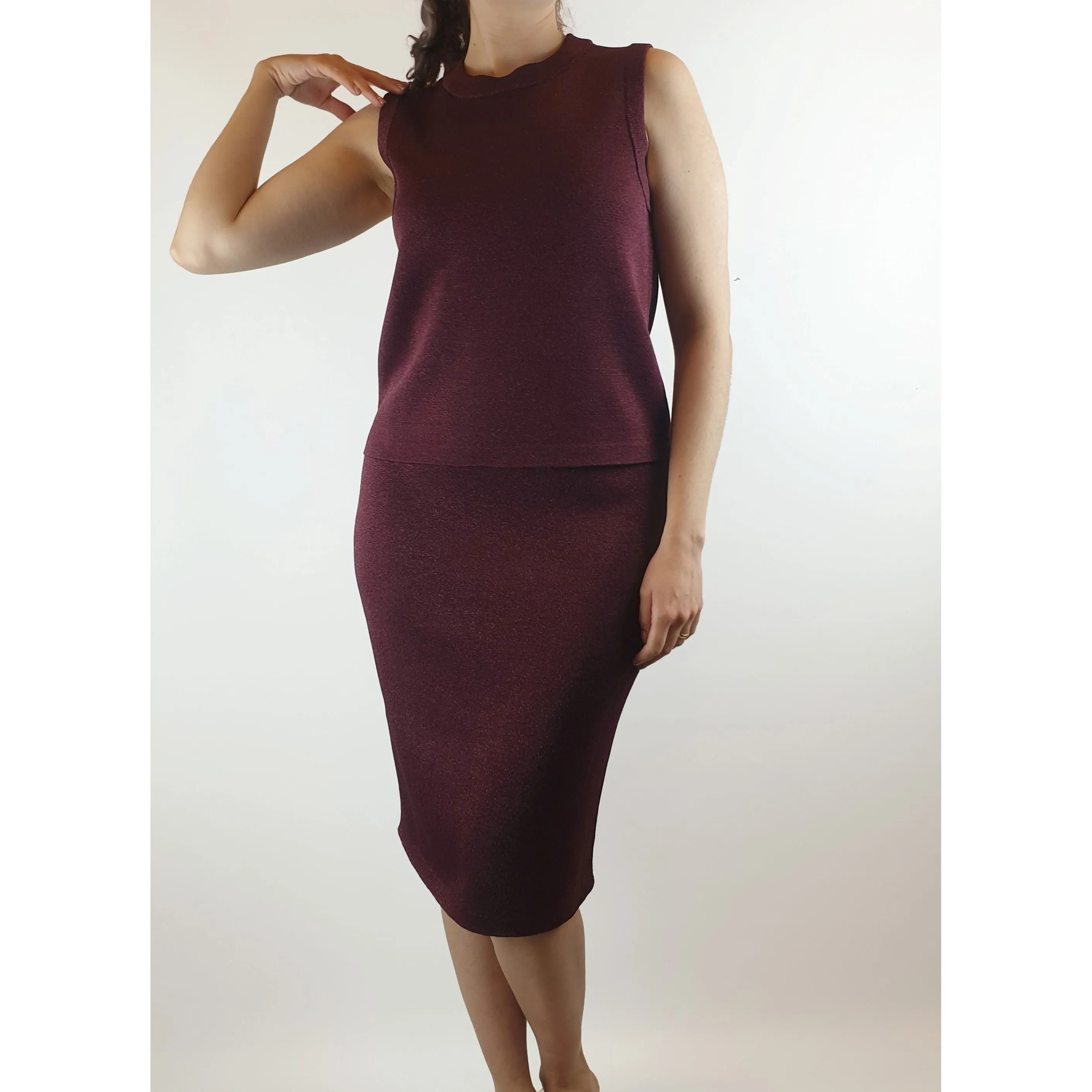 Gorman sparkly deep red fine knit pencil skirt size 10