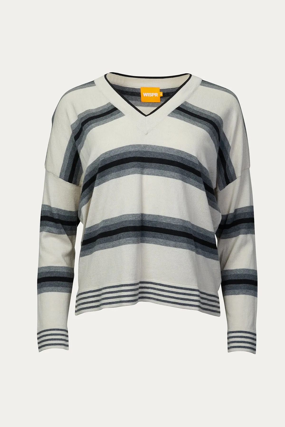 GRADIENT STRIPED V-NECK JUMPER