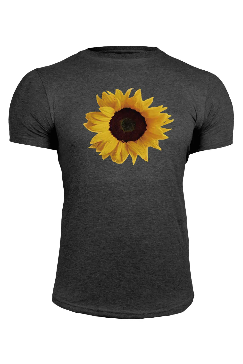 Gray Sunflower Graphic Print Muscle Fit Men's T Shirt