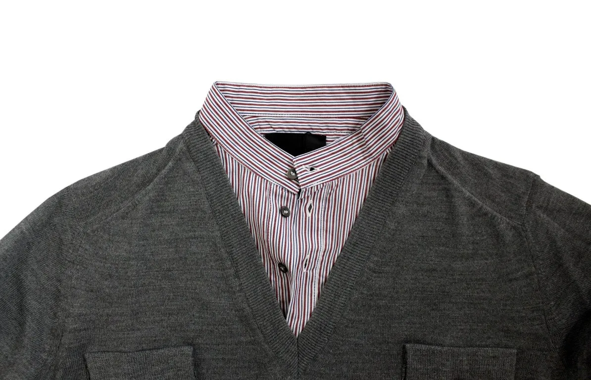 Gray v-neck pullover sweater