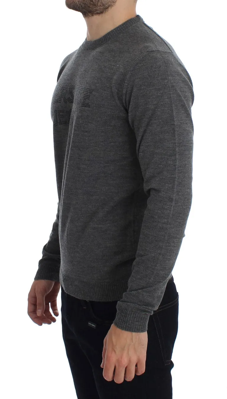 Gray Wool Crew-neck Pullover Sweater