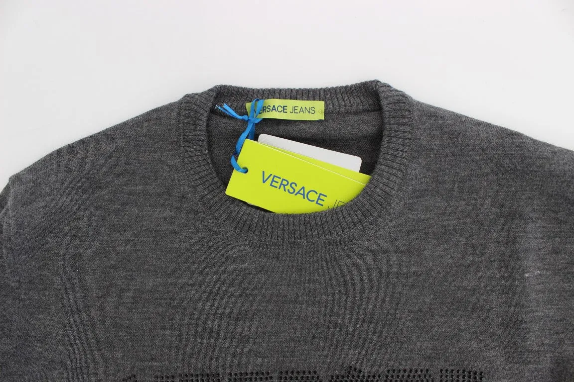Gray Wool Crew-neck Pullover Sweater