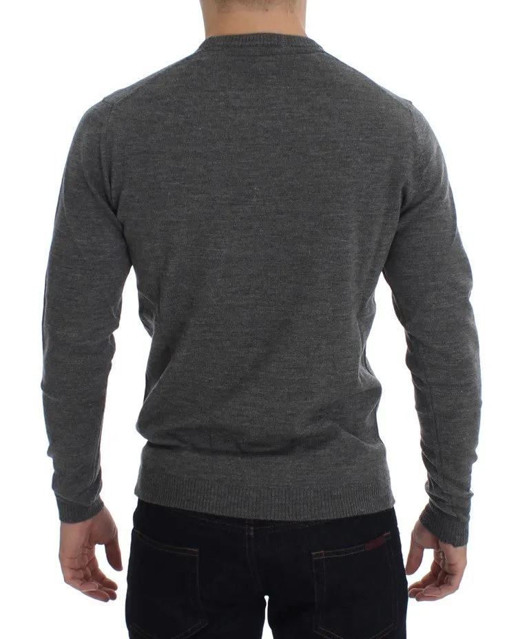 Gray Wool Crew-neck Pullover Sweater