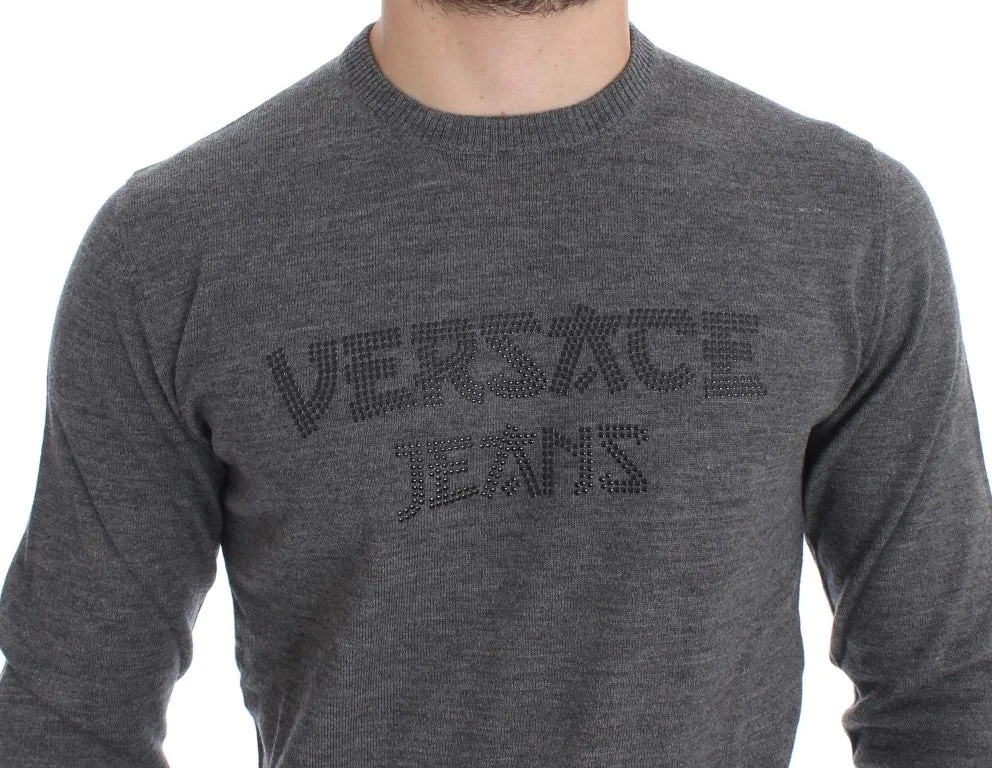 Gray Wool Crew-neck Pullover Sweater