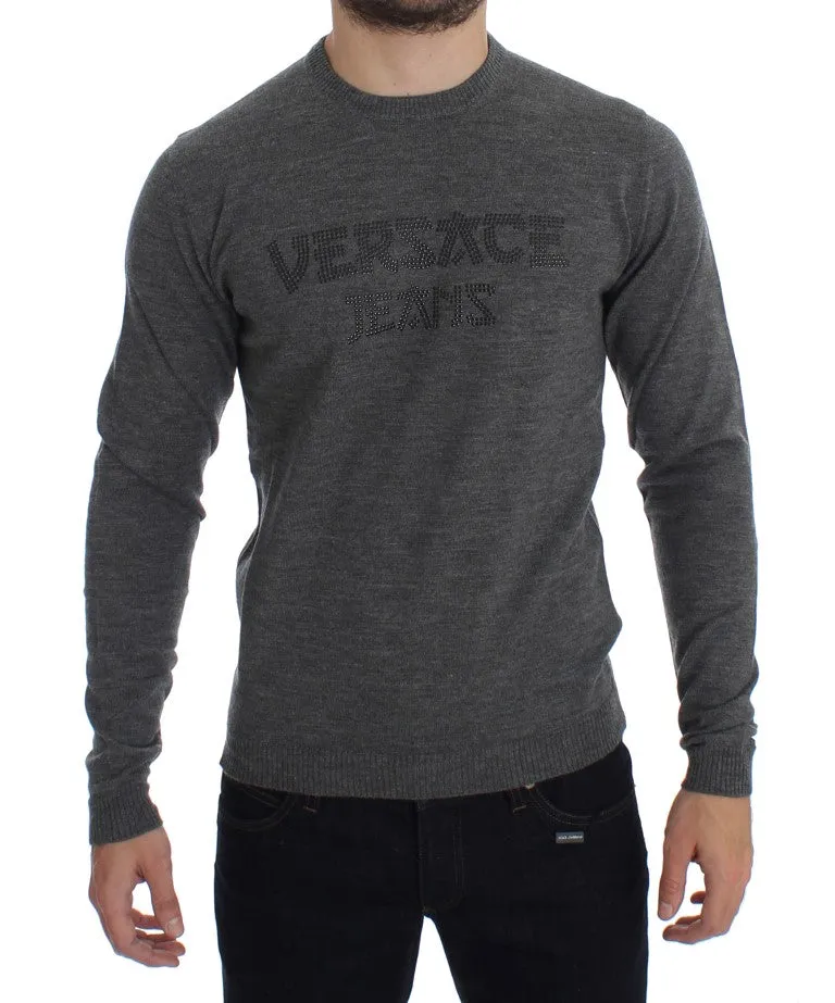 Gray Wool Crew-neck Pullover Sweater