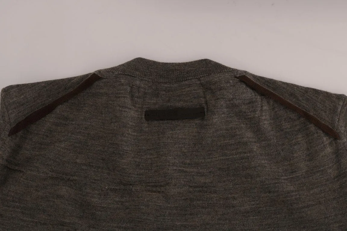 Gray Wool Crewneck Pullover Sweater