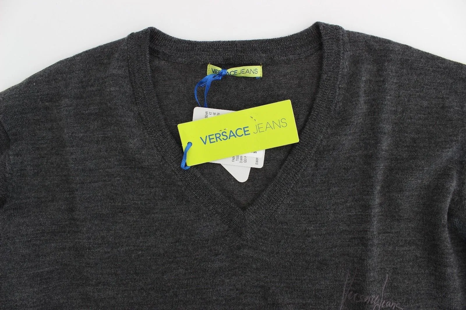 Gray Wool V-neck Sweater
