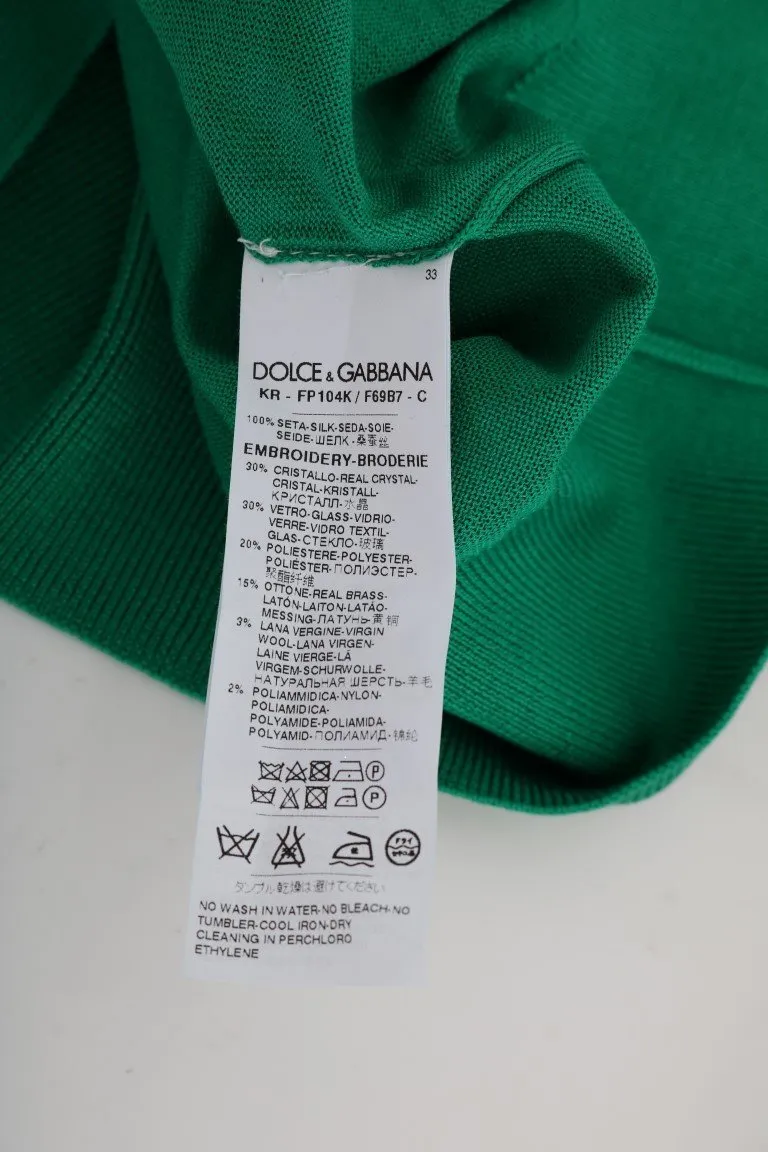 Green Silk Crystal Banana Sweater