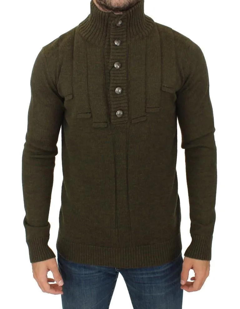 Green wool turtleneck sweater