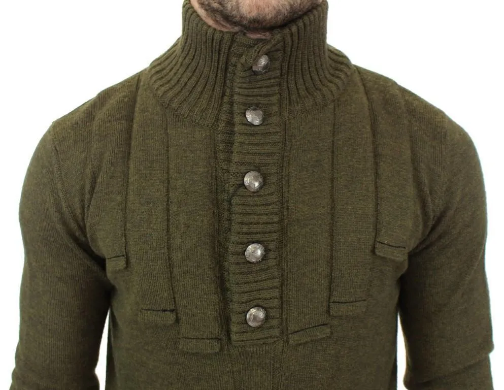 Green wool turtleneck sweater