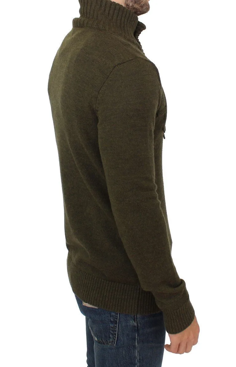 Green wool turtleneck sweater
