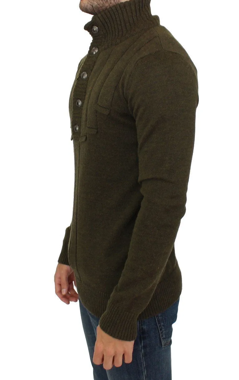 Green wool turtleneck sweater