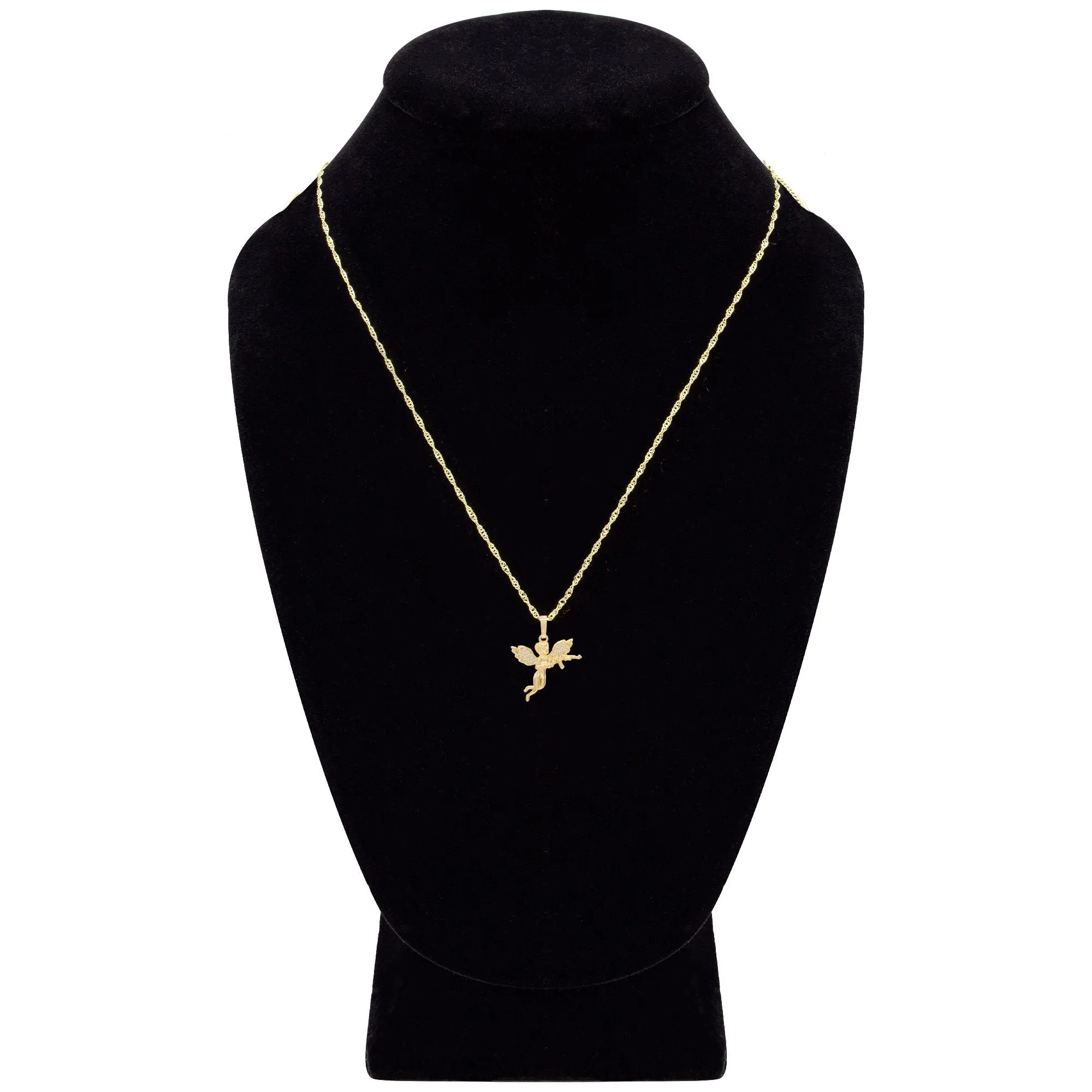 Guardian Angel Cubic Zirconia Pendant 14K Gold Filled Necklace Set