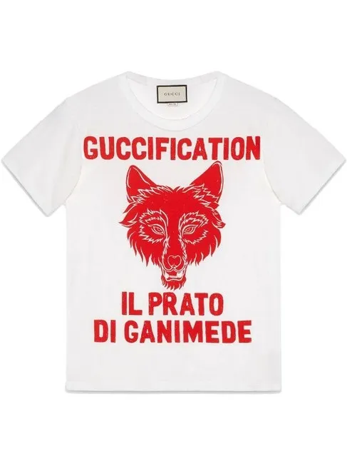 Gucci Printed Guccification Cotton-jersey Oversized T-shirt in White