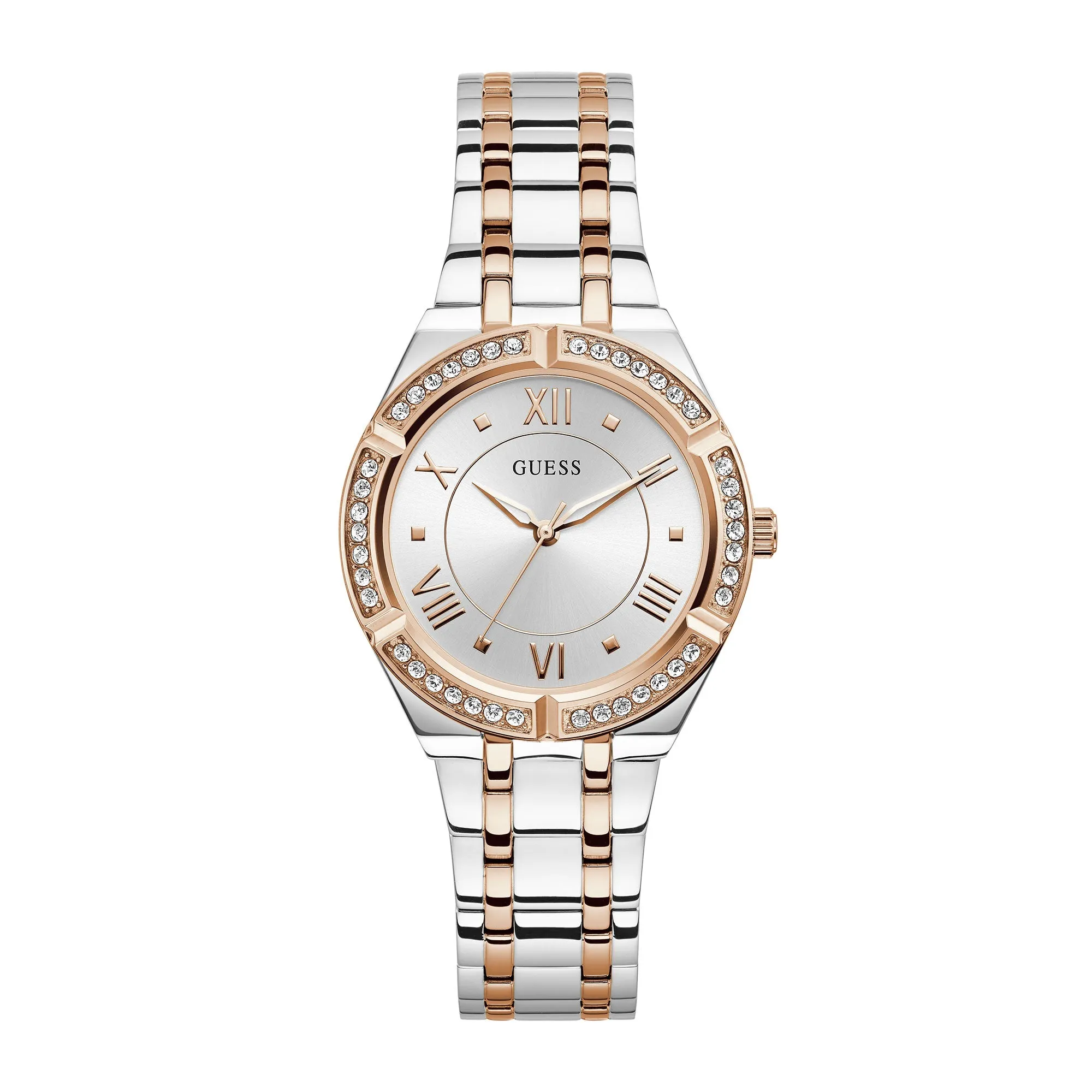 Guess Women's Watch Silver And Rose Gold Tone Case Quartz