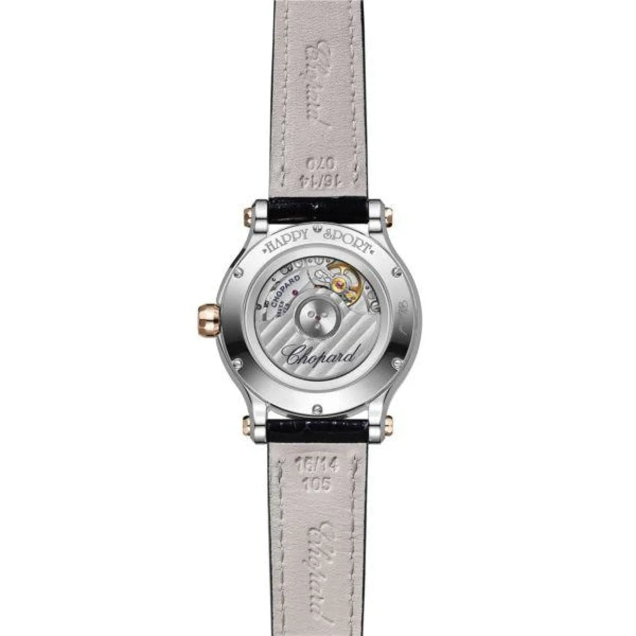 HAPPY SPORT 33 MM, AUTOMATIC, ETHICAL ROSE GOLD, STAINLESS STEEL, DIAMONDS