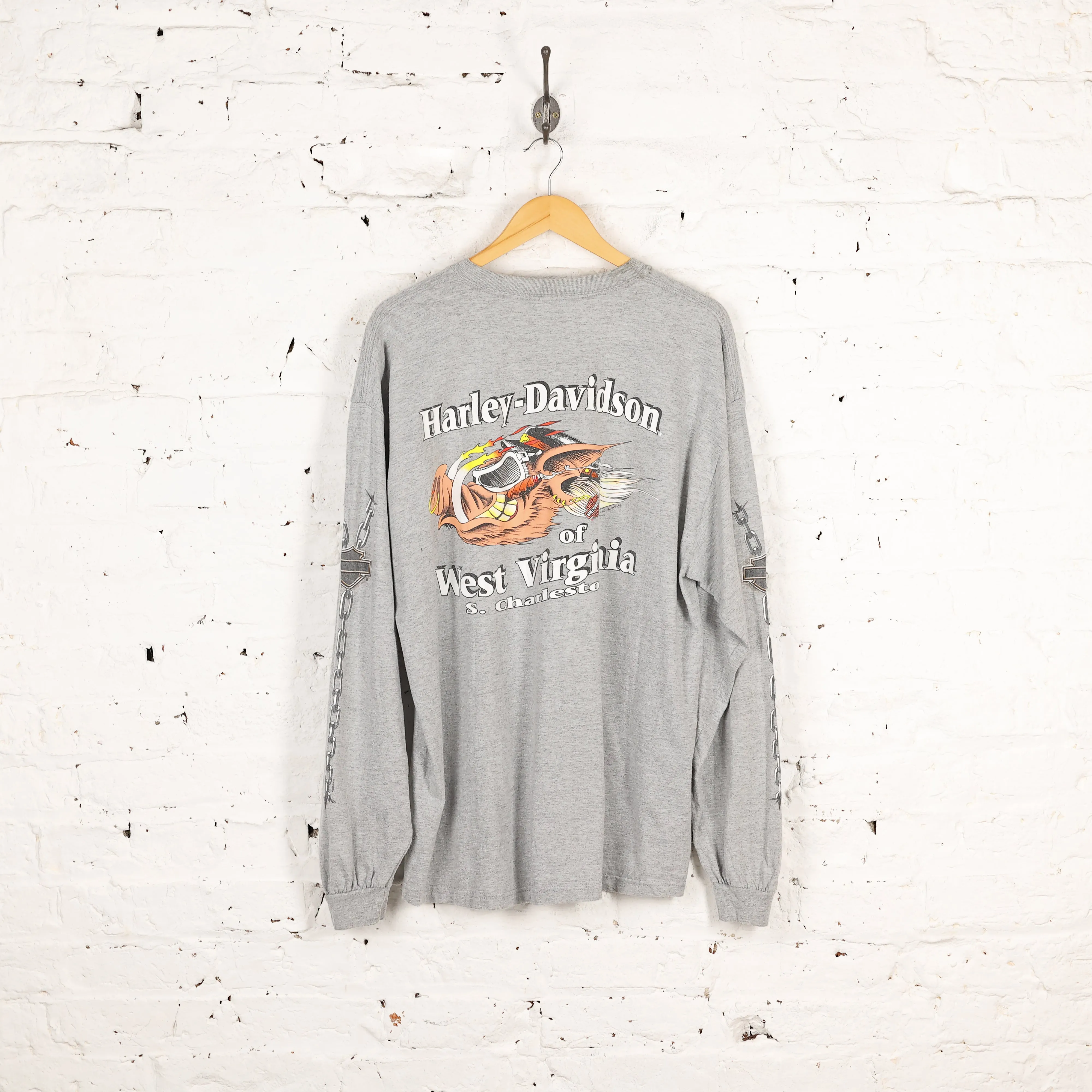 Harley Davidson West Virginia Dealership Long Sleeve T Shirt - Grey - XL