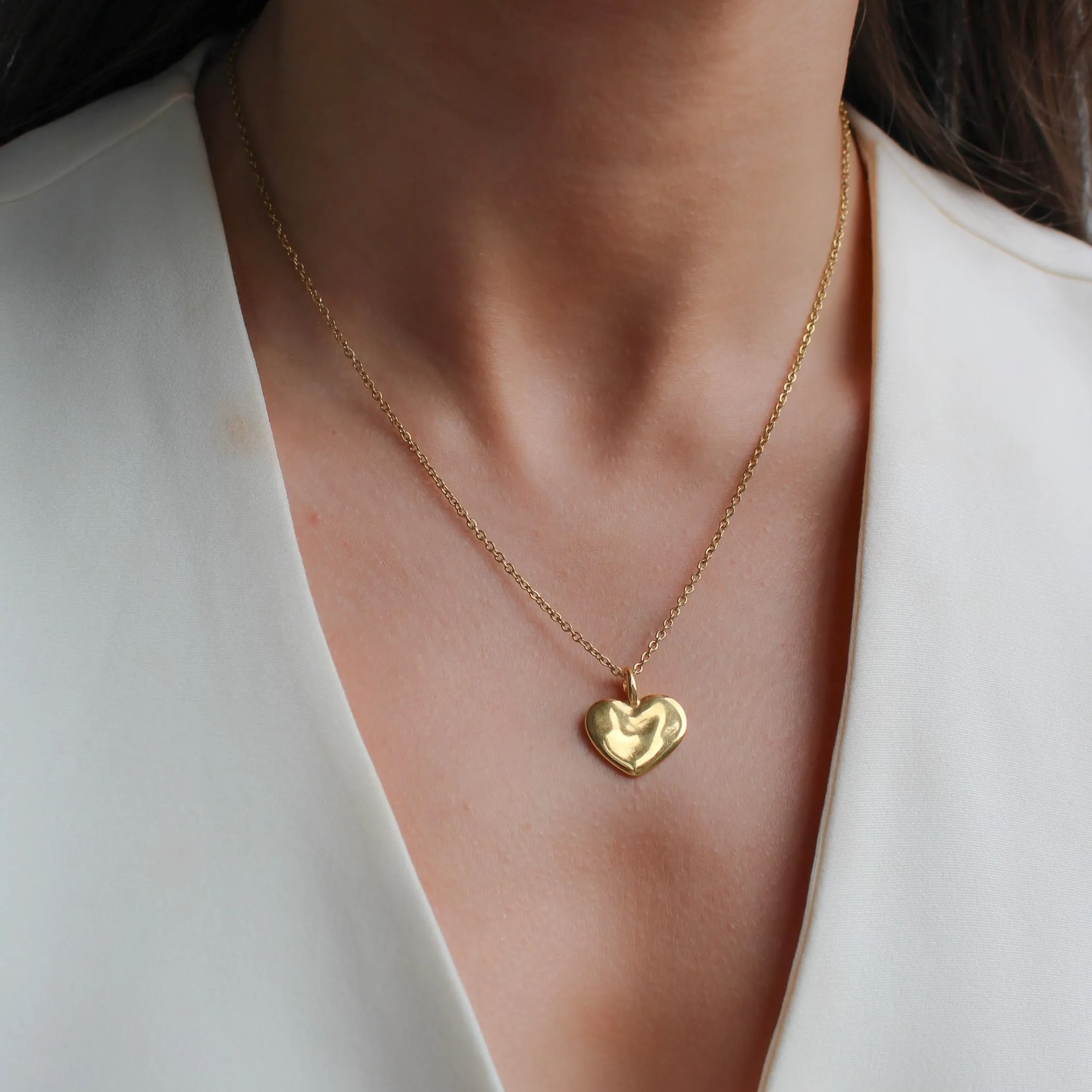 Hayley Heart Fine Chain Necklace, Gold