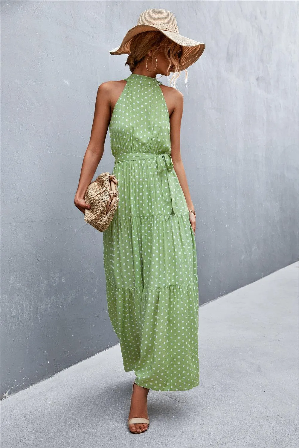 Hazel Blues® | Printed Sleeveless Tie Waist Maxi Dress