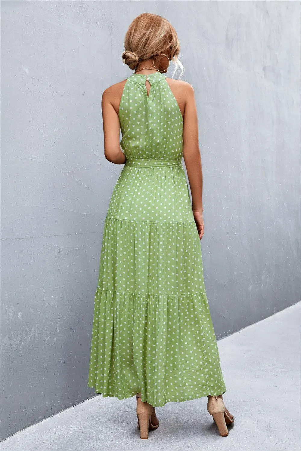 Hazel Blues® | Printed Sleeveless Tie Waist Maxi Dress