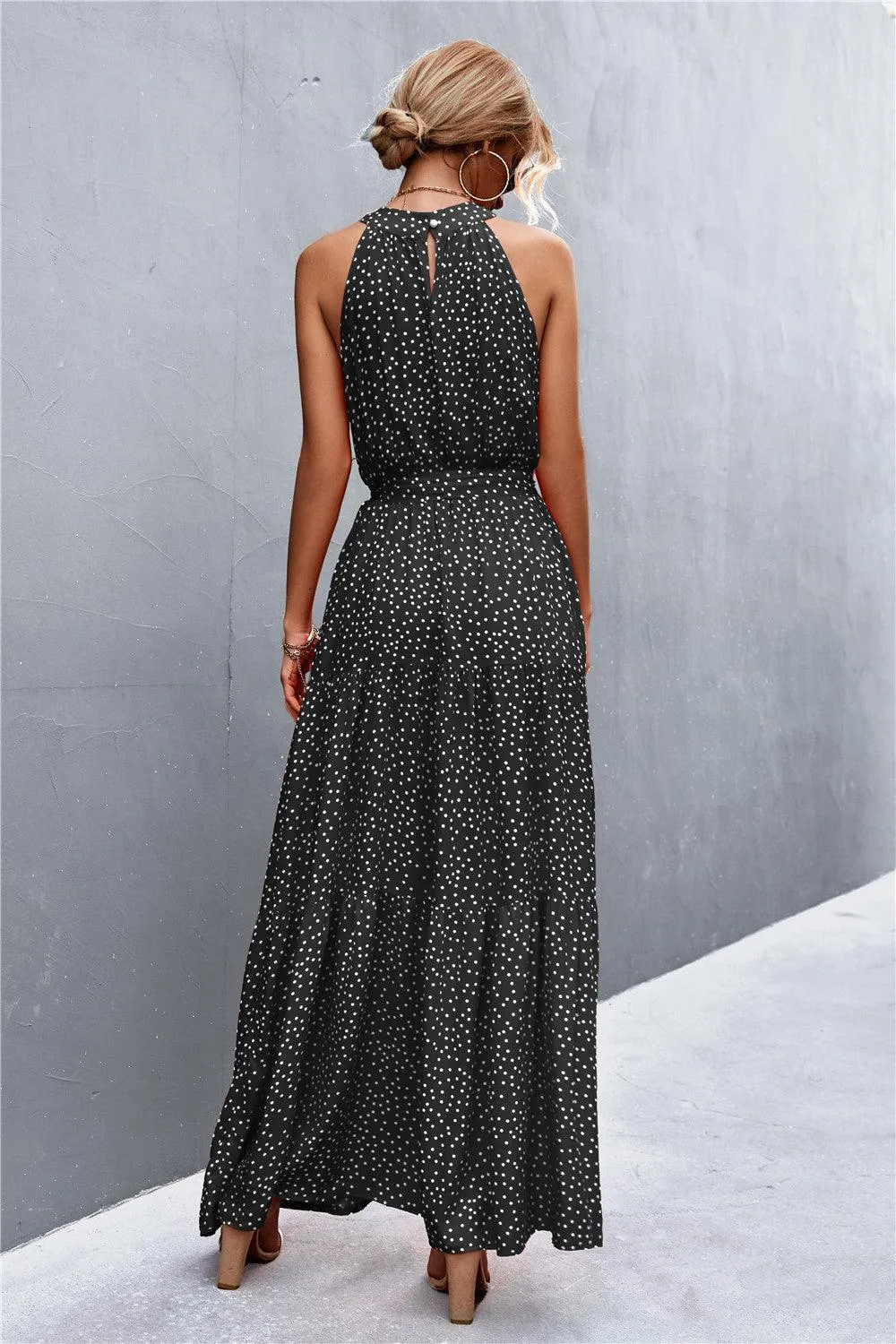 Hazel Blues® | Printed Sleeveless Tie Waist Maxi Dress