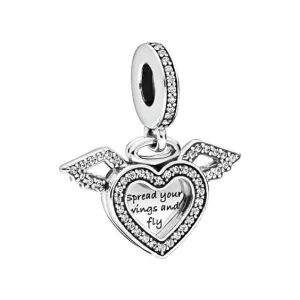 Heart and Angel Wings Dangle Charm