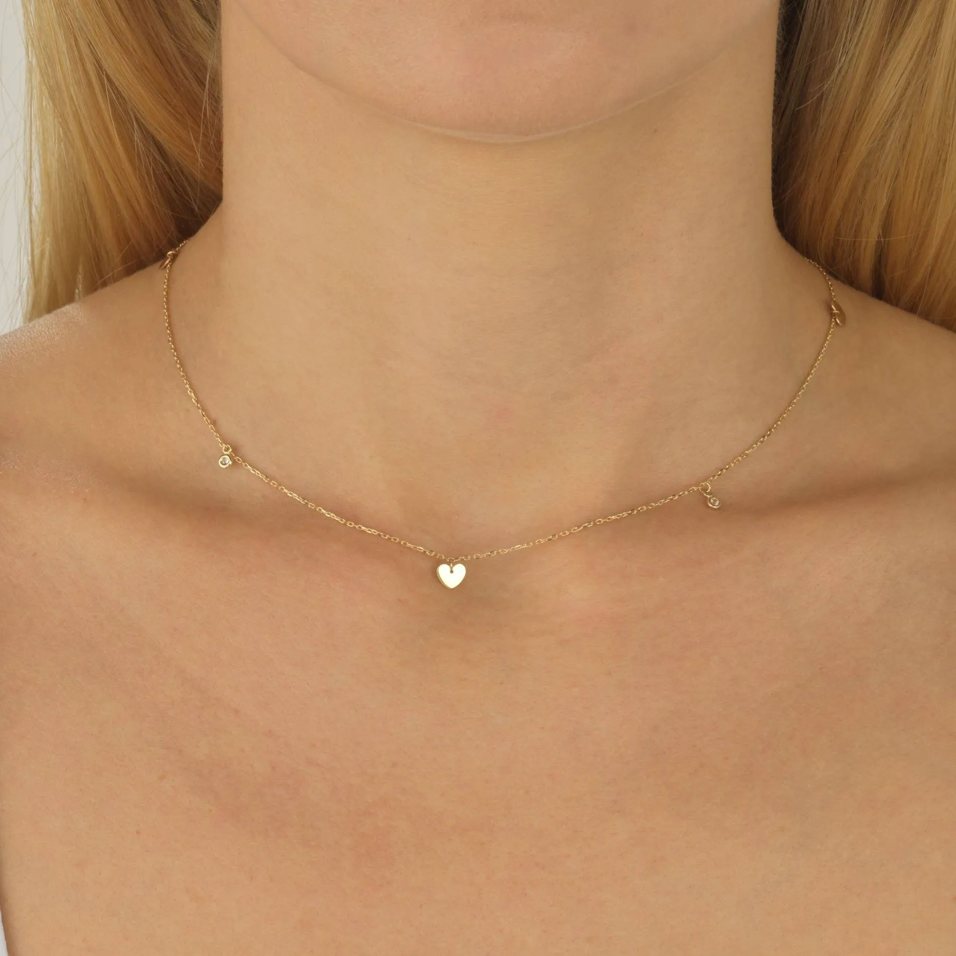 Heart Bezel Choker 14K