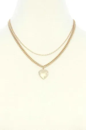 Heart Locket Charm Metal Layer Necklace