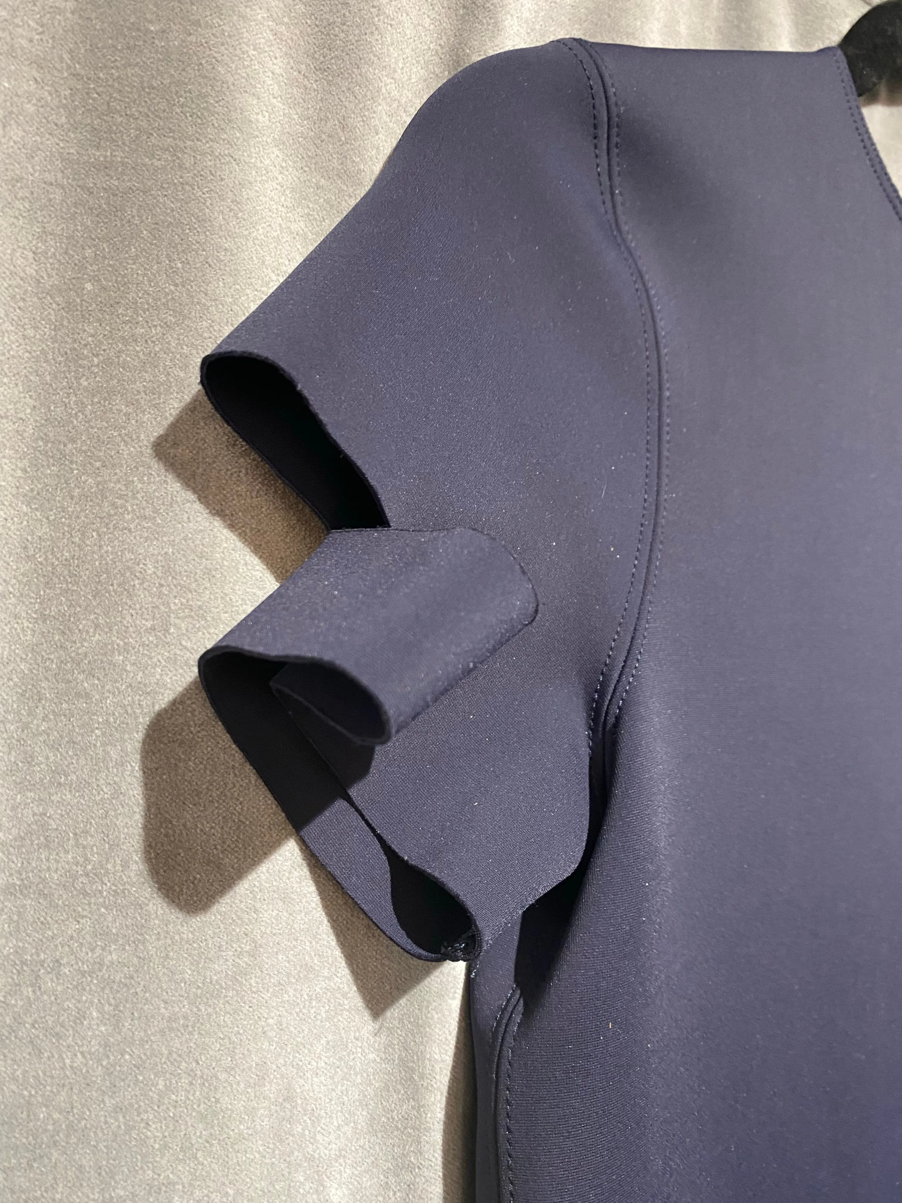 Helmut Lang Navy Neoprene Short Sleeve Mini Dress
