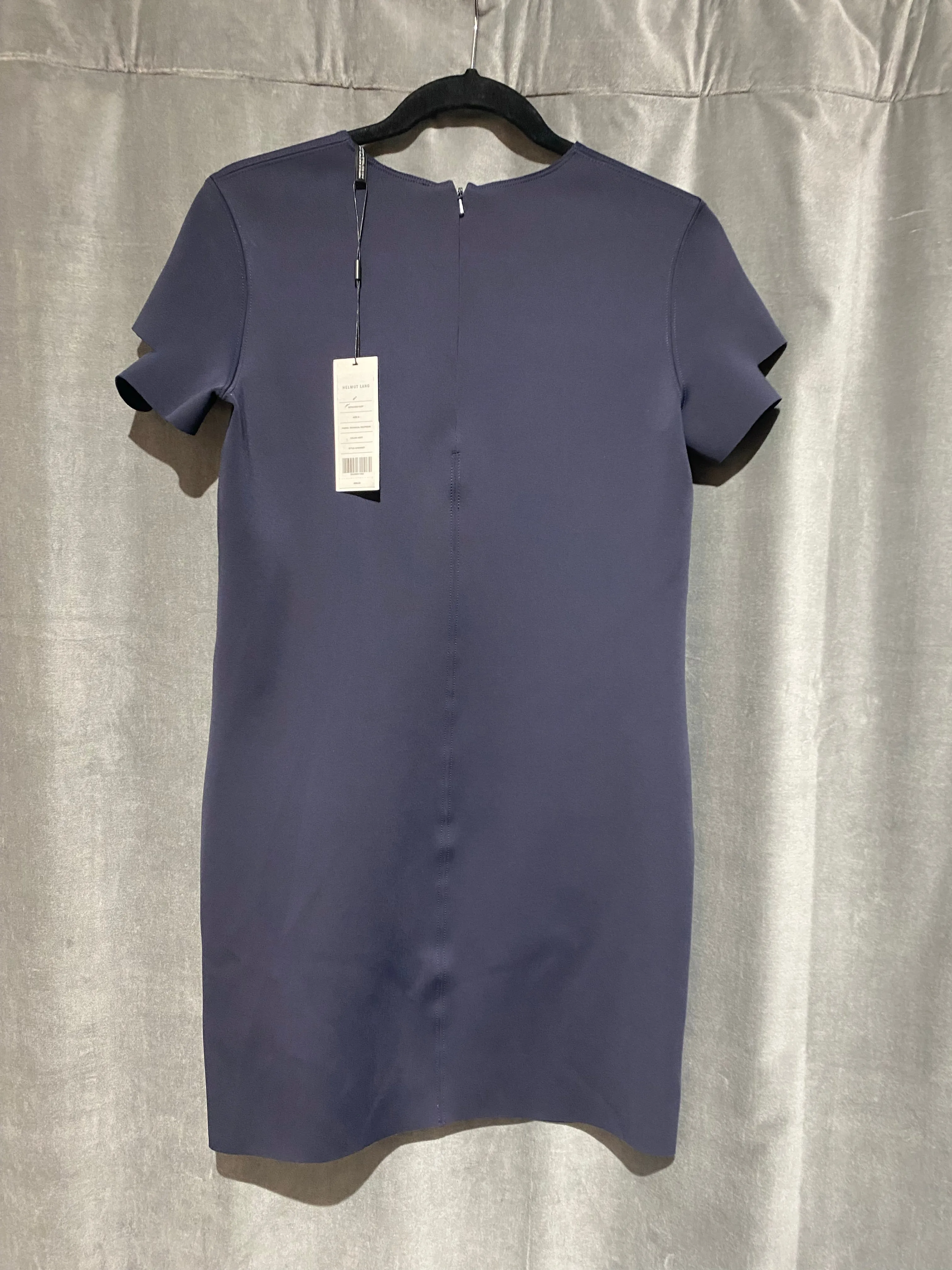 Helmut Lang Navy Neoprene Short Sleeve Mini Dress