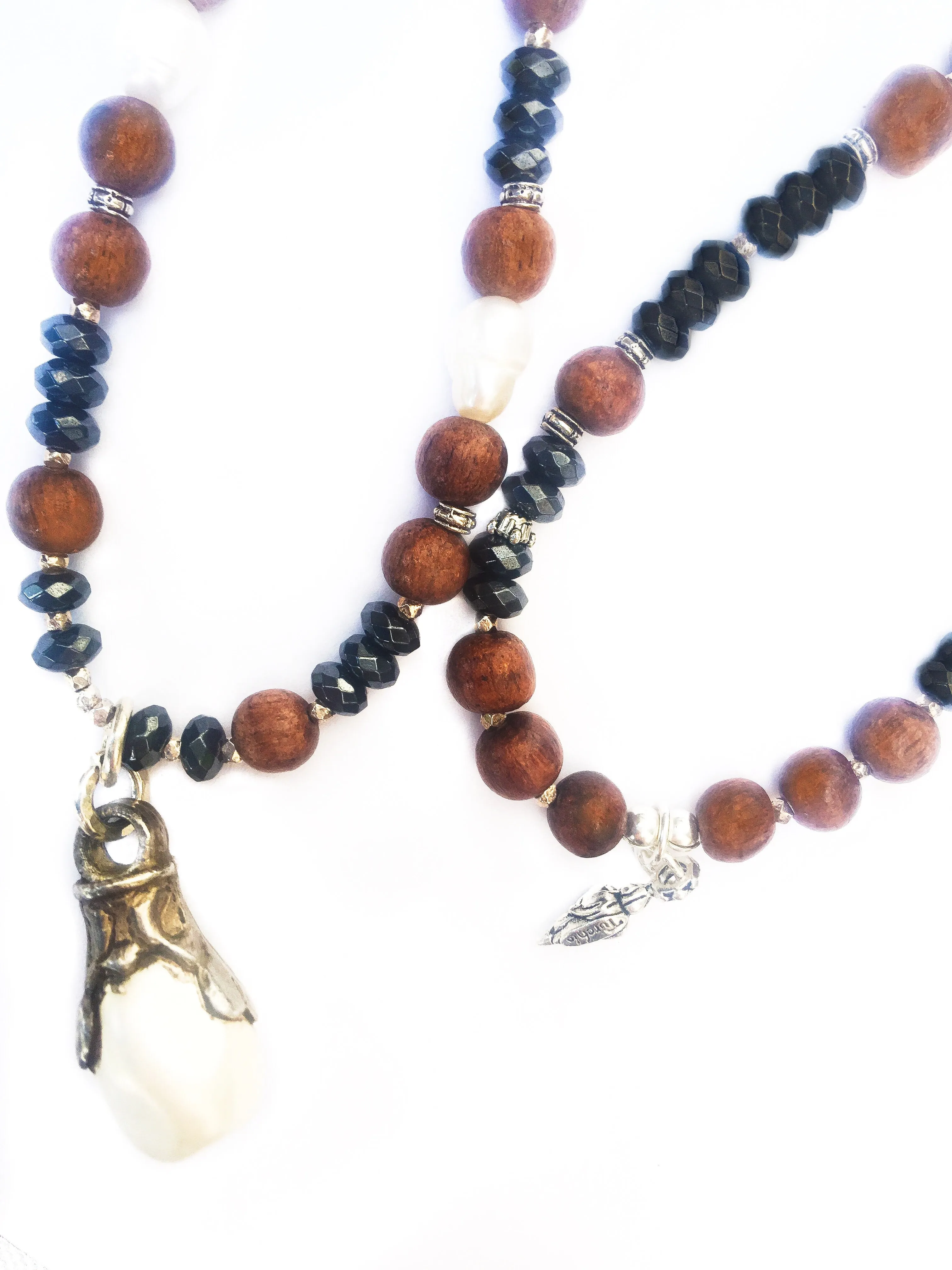 Hematite & Mala Pearl Necklace