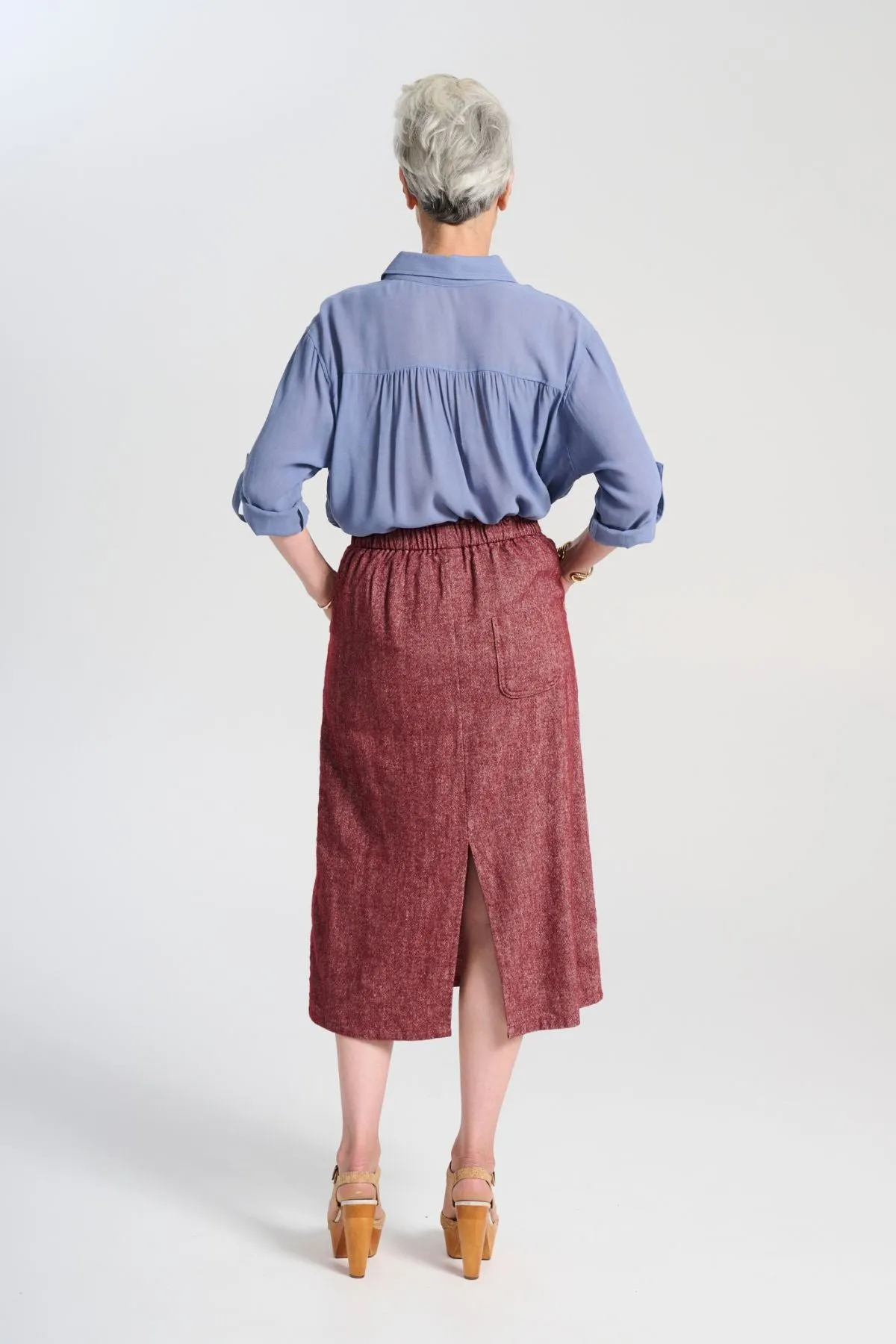 Hepburn Haven Skirt Vino in Wool/Linen