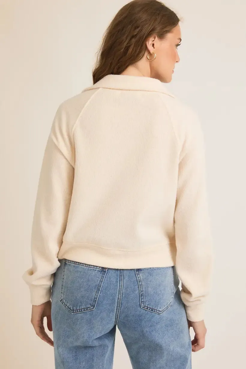 HIGH NECK HALF ZIP PULLOVER LONG SLEEVE TOP