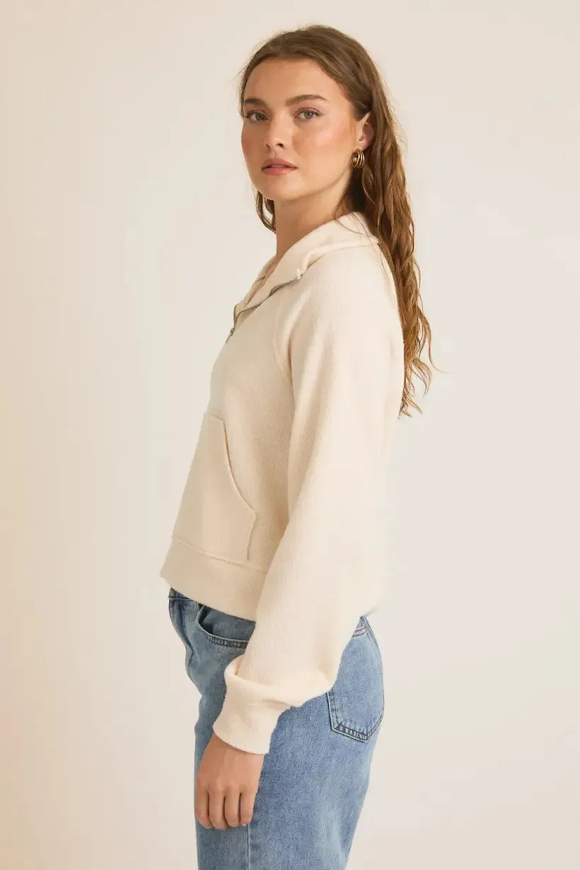 HIGH NECK HALF ZIP PULLOVER LONG SLEEVE TOP