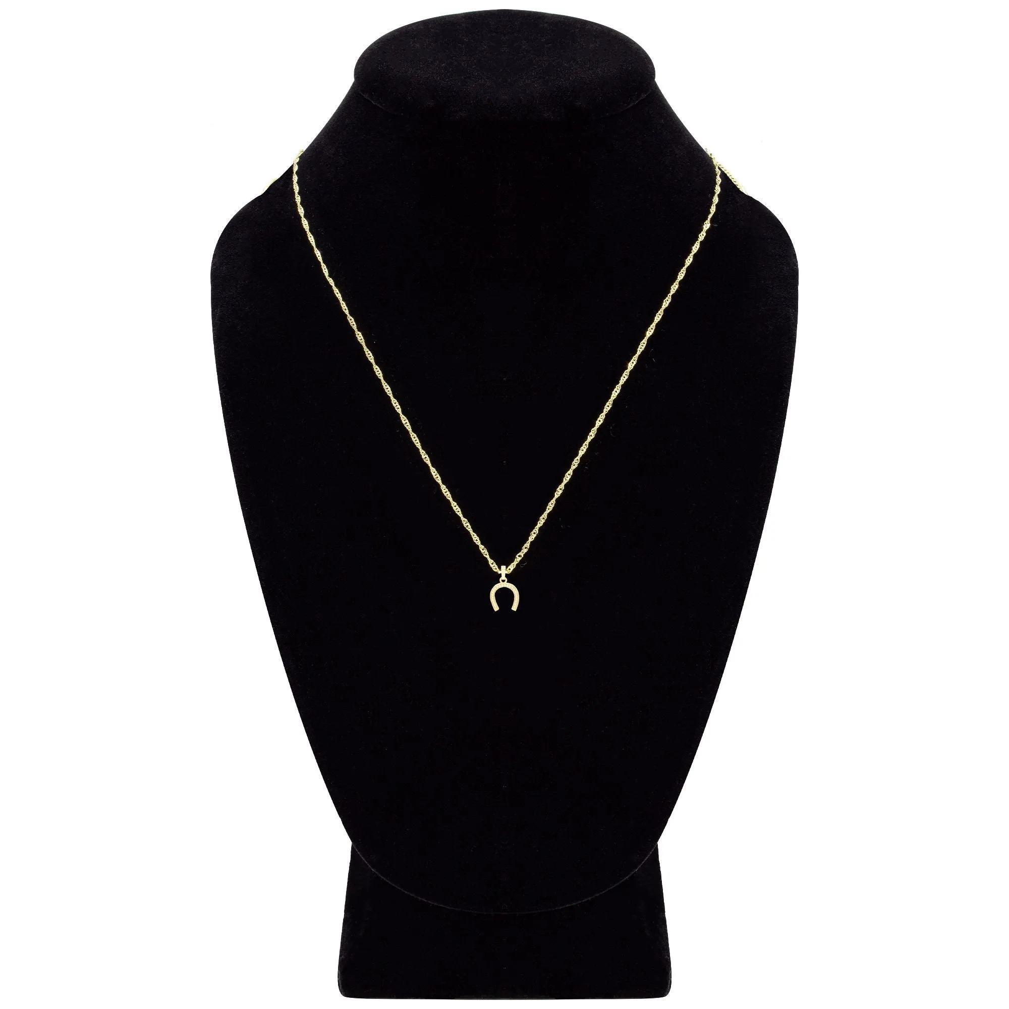 Horse Shoe Cubic Zirconia Pendant With Necklace Set 14K Gold Filled