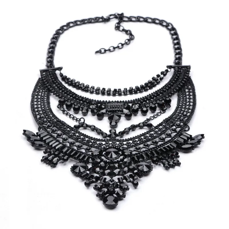Hot Sale Crystal Maxi Necklace High Quality Vintage Jewelry Multilayer Beads Statement Necklaces & Pendants Love Women Gift