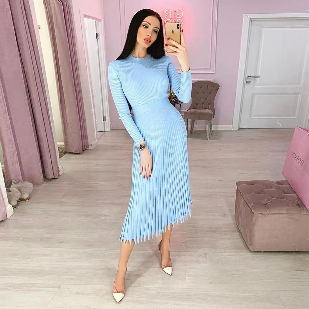 Hot Selling Fashion Women Midi Length  Fall Dresses