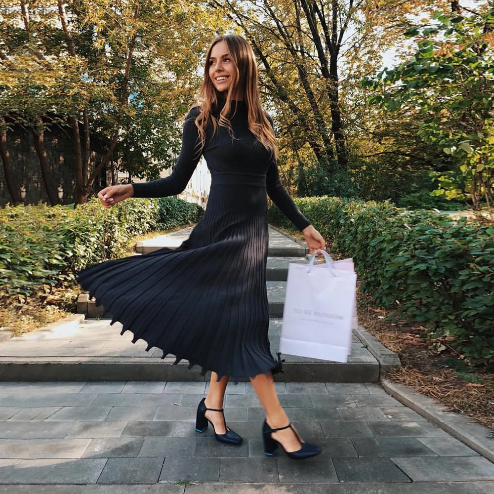 Hot Selling Fashion Women Midi Length  Fall Dresses