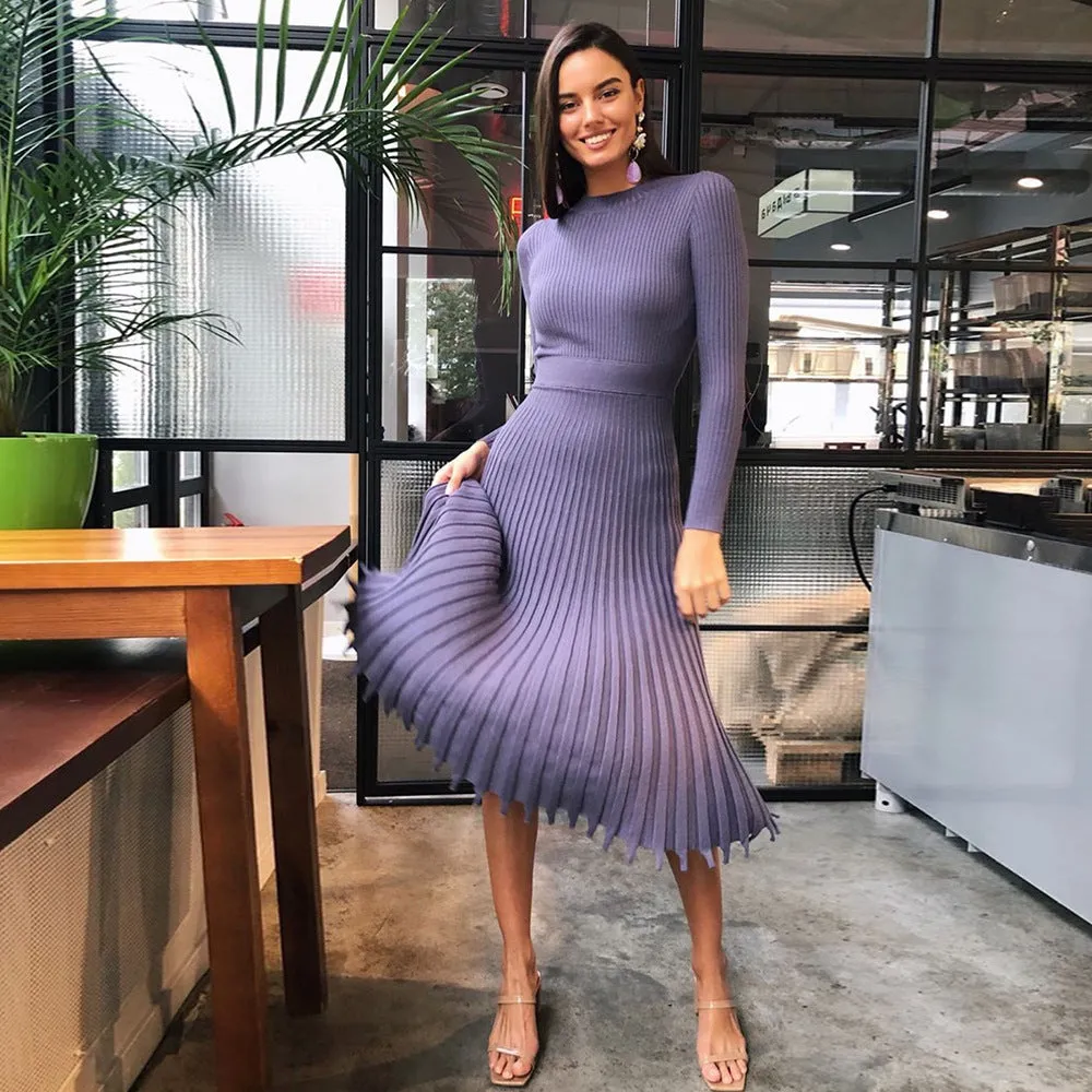 Hot Selling Fashion Women Midi Length  Fall Dresses