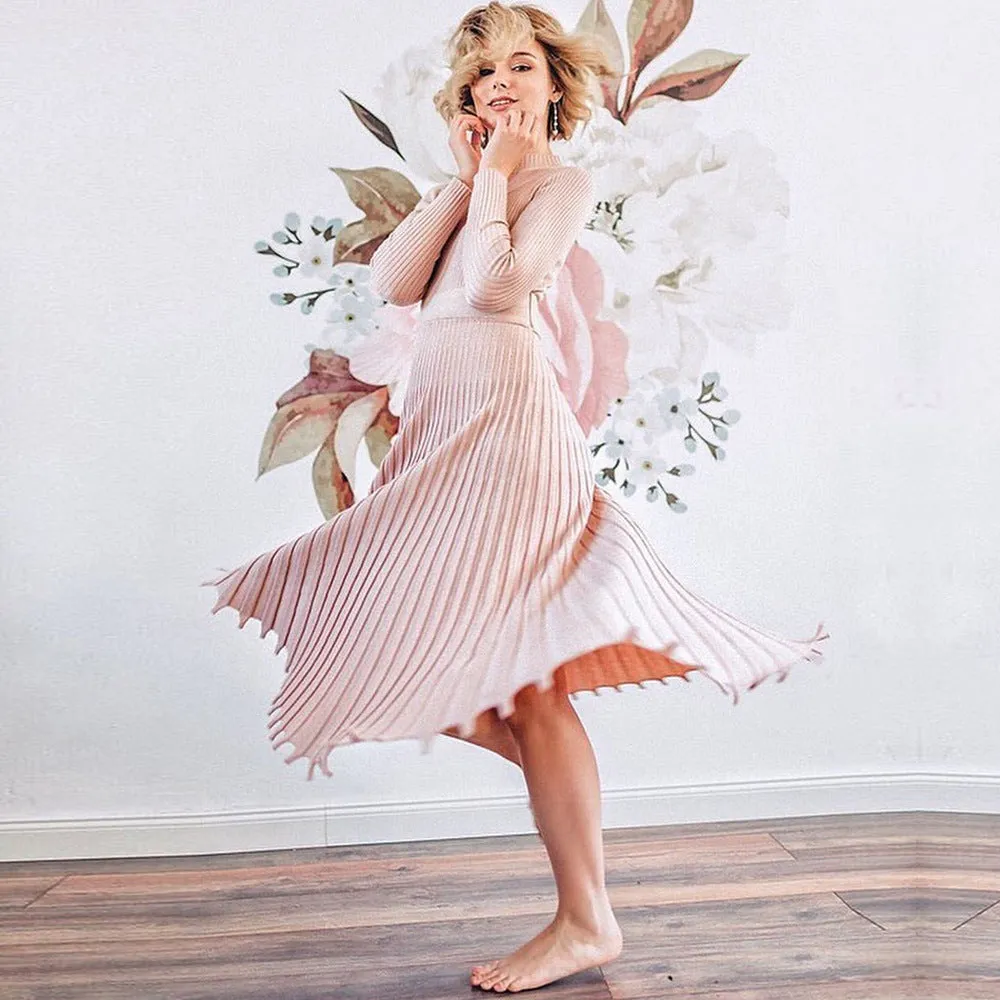 Hot Selling Fashion Women Midi Length  Fall Dresses