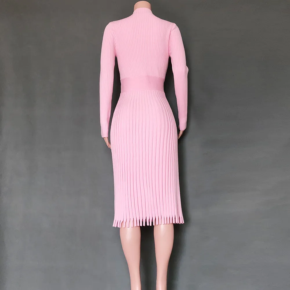 Hot Selling Fashion Women Midi Length  Fall Dresses
