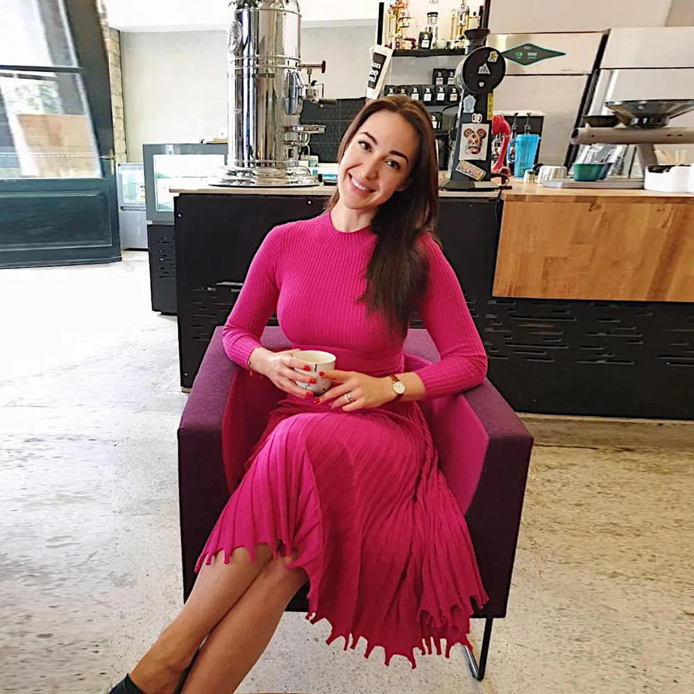 Hot Selling Fashion Women Midi Length  Fall Dresses