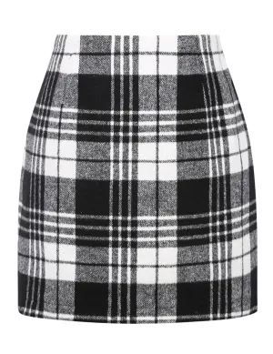 IDEALSANXUN Womens High Waist Plaid Skirt Bodycon Pencil Wool Mini Skirts.