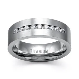 Inlay Sapphire 8mm Ring Engagement Wedding Women Jewelry