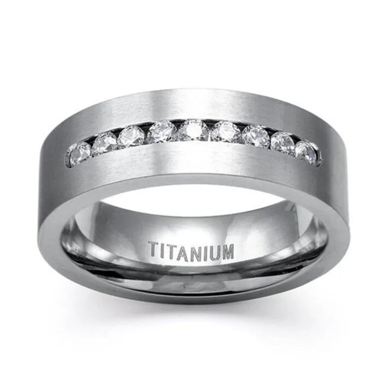 Inlay Sapphire 8mm Ring Engagement Wedding Women Jewelry