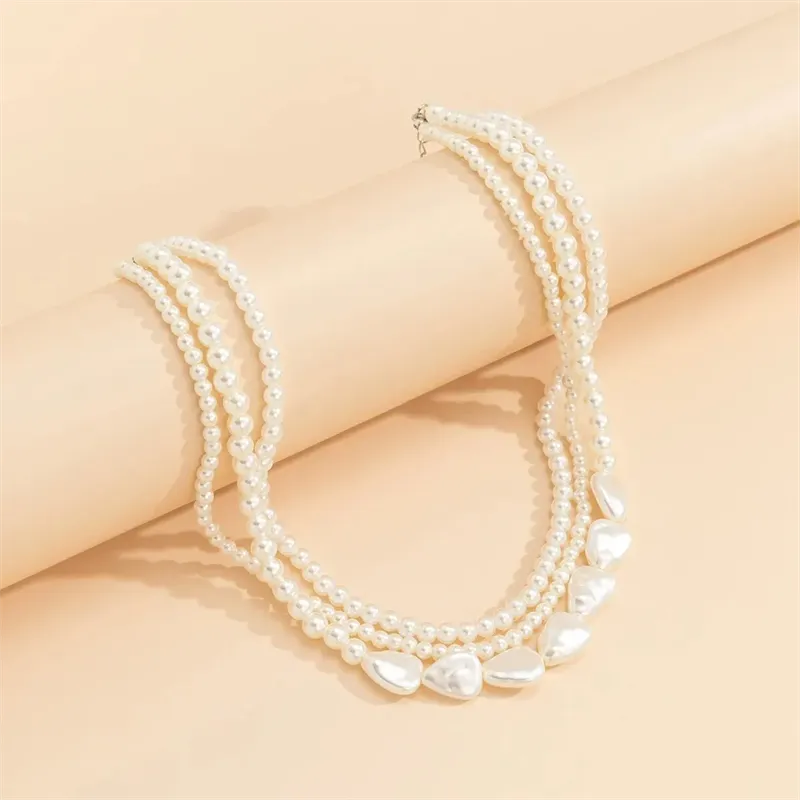 Irregular Faux Pearls Mini Beads Layered Necklaces