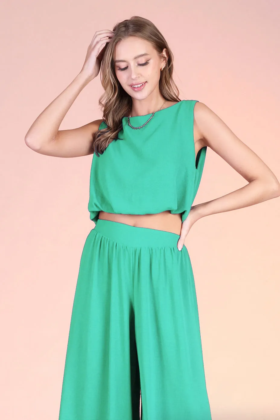 Jade Green Wide Leg Pants